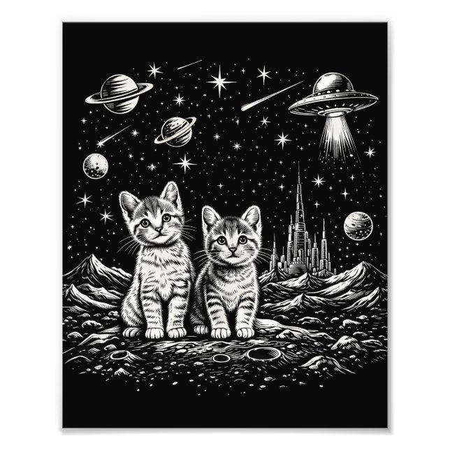 Impression Photo Chatons de l'espace Chats dans le Cosmos (Devant)