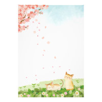 Chats amusants chantant sous les fleurs de cerisie