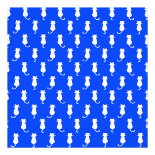 Impression Photo Chats Blancs Fantaisistes Forever sur Fond Bleu