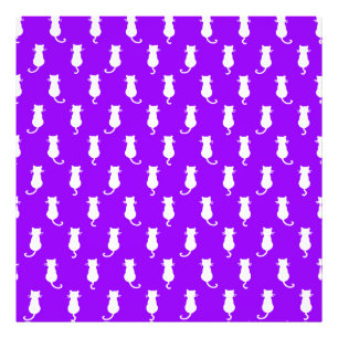 Impression Photo Chats Fantaisistes Blancs sur Fond Violet pour Tou