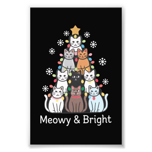 Impression Photo Chats Noël Arbre Meowy Bright Cute Xmas (Devant)