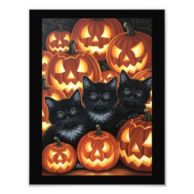 Impression Photo Chats noirs et Jack O’Lanterns (Devant)