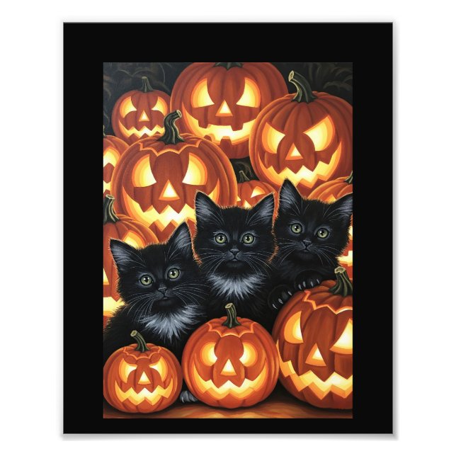Impression Photo Chats noirs et Jack O’Lanterns (Devant)