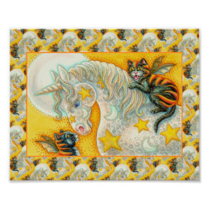 Impression Photo CHATS NOIRS FLAMINANTS AVEC HALLOWEEN UNICORN Colo