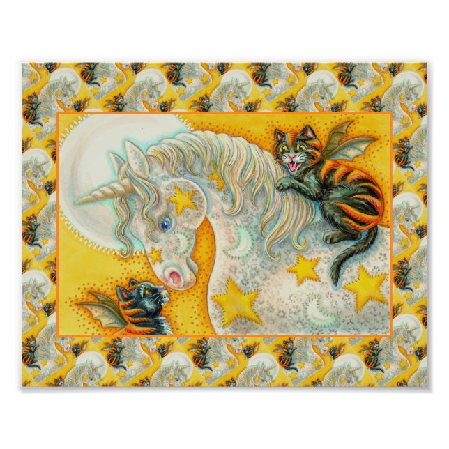 Impression Photo CHATS NOIRS FLAMINANTS AVEC HALLOWEEN UNICORN Colo (Devant)