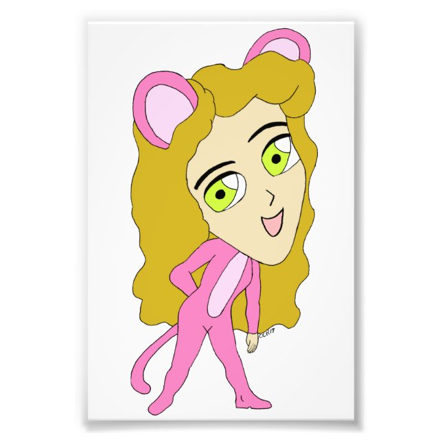 Impression Photo chatte rose  (Devant)
