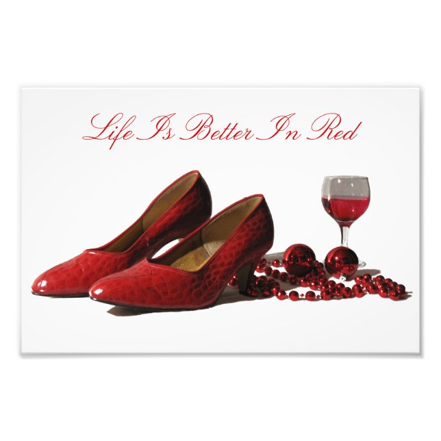 Impression Photo Chaussures Red High Heel et vin rouge (Devant)