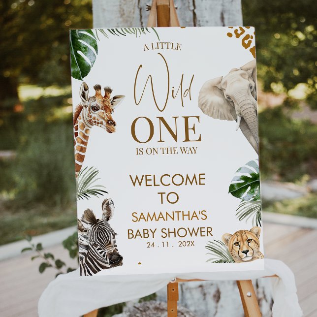 Impression Photo Cheetah Safari Wild One Baby Shower Welcome Sign (Safari Baby Shower Welcome Sign, Safari Wild One Baby Shower Welcome Poster, Jungle Baby Shower Sign)