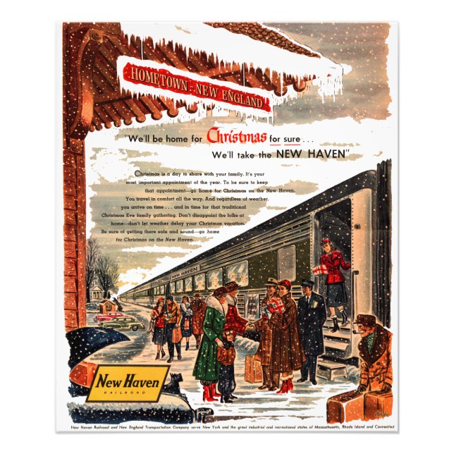 Impression Photo Chemin de fer de New Haven pour Noël 1947 (Devant)