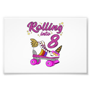 Impression Photo Chemise de 8e anniversaire qui roule Licorne Patin