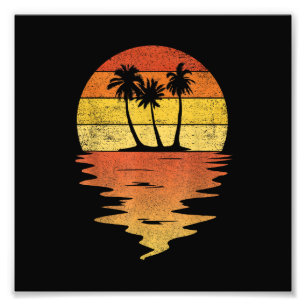 Impression Photo Chemise Palmiers Rétro Coucher de Soleil 70s Vinta