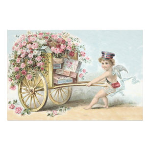 Impression Photo Cherub Cupid Mail Rose Candy Cart