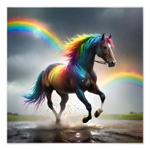 Impression Photo Cheval Arc-En-Ciel Et Danse De Pluie Arc-En-Ciel,