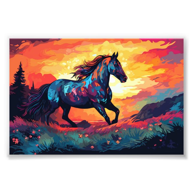 Impression Photo Cheval courant sur le champ Art abstrait Amoureux  (Devant)