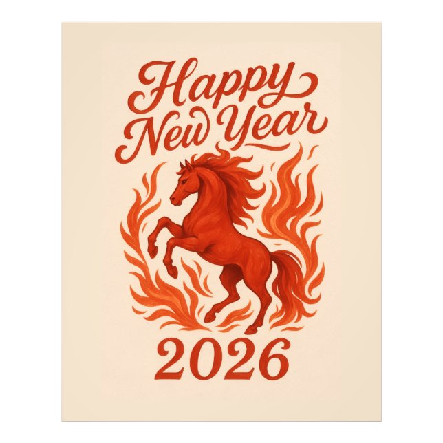 Impression Photo Cheval de feu chinois 2026 (Devant)