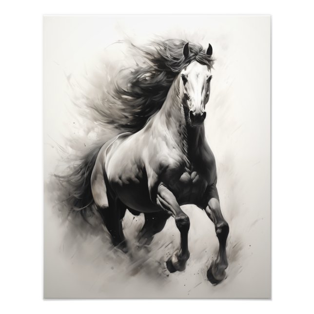 Impression Photo Cheval Esprit Libre Noir et Blanc (Devant)