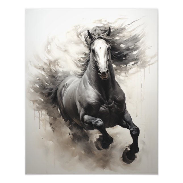 Impression Photo Cheval Esprit Libre Noir et Blanc (Devant)