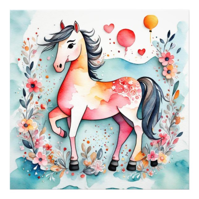 Impression Photo Cheval floral mignon (Devant)