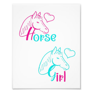 Impression Photo Cheval Girl en rose et turquoise