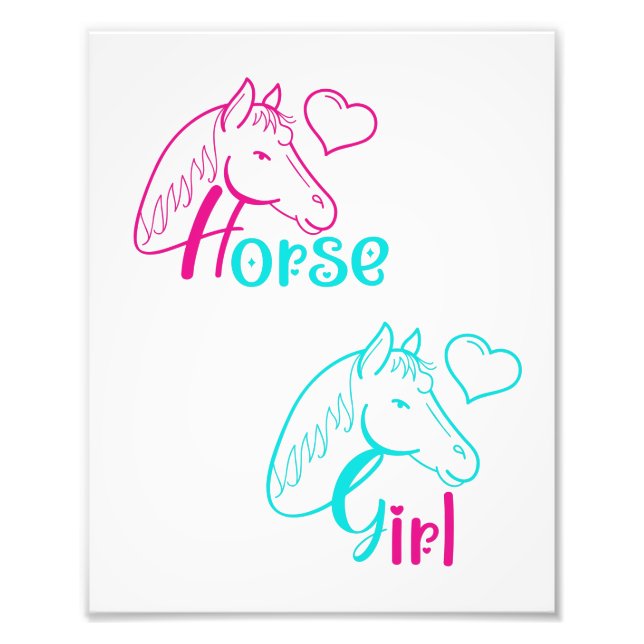 Impression Photo Cheval Girl en rose et turquoise (Devant)