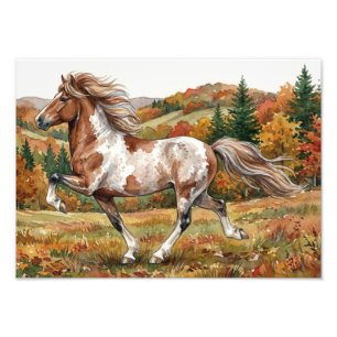 Impression Photo Cheval islandais Freya en forêt automnale