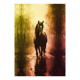 Impression Photo Cheval Noir Mystique – Équitation Fantasy Sombre