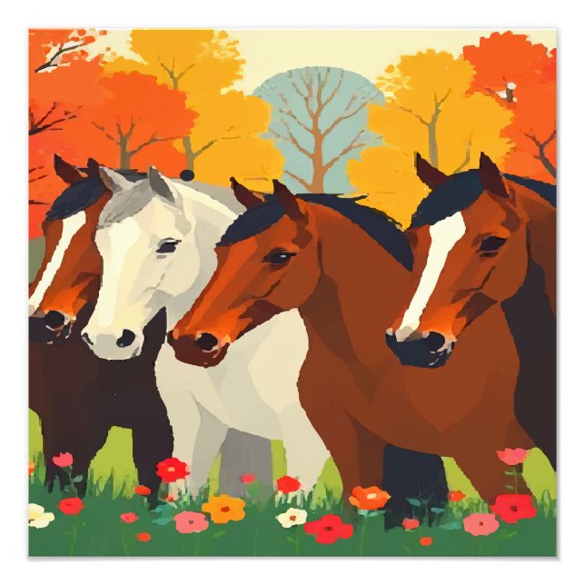 IMPRESSION PHOTO CHEVAUX-FAMILLE. (Devant)