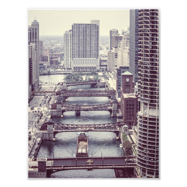 Impression Photo Chicago River Wacker Drive, Chicago, Illinois (Devant)