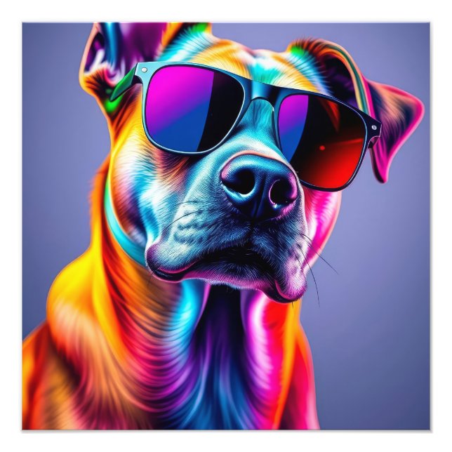 Impression Photo Chien avec lunettes de soleil (Devant)