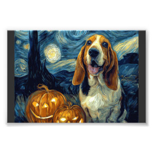 Impression Photo Chien Basset Hound Mignon Citrouille Halloween Jac