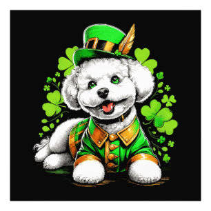 Impression Photo Chien Bichon Frise St Patrick's Day