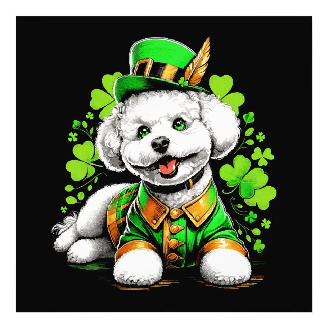 Impression Photo Chien Bichon Frise St Patrick's Day (Devant)