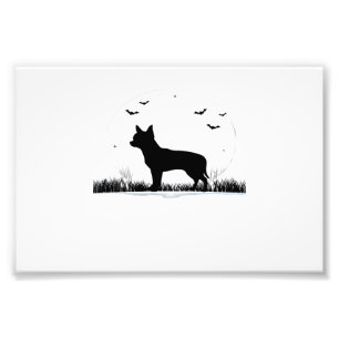 Impression Photo Chien Chihuahua Halloween Lune Silhouette Classiqu