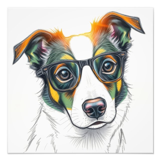 Impression Photo Chien Cool avec Lunettes de Soleil (Devant)