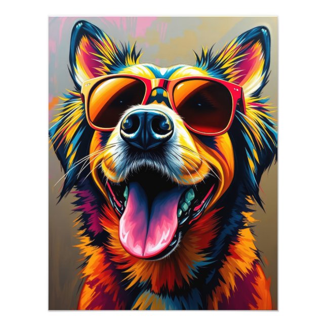 Impression Photo Chien Cool avec Lunettes de Soleil (Devant)