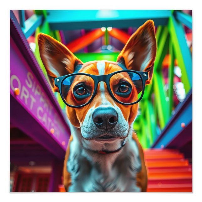 Impression Photo Chien Cool avec Lunettes de Soleil (Devant)
