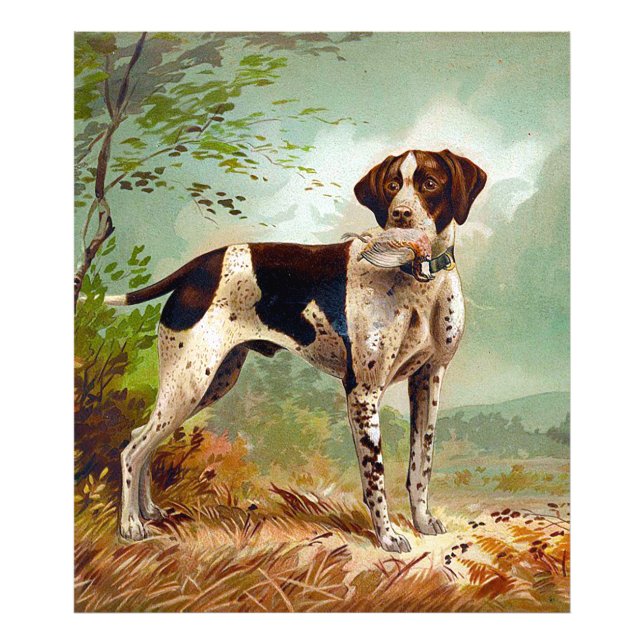 Impression Photo Chien de chasse avec oiseau dans la bouche (Devant)