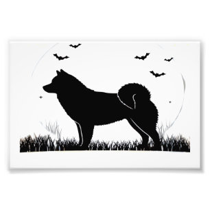 Impression Photo Chien de Hokkaido � Halloween Lune Silhouette T cl