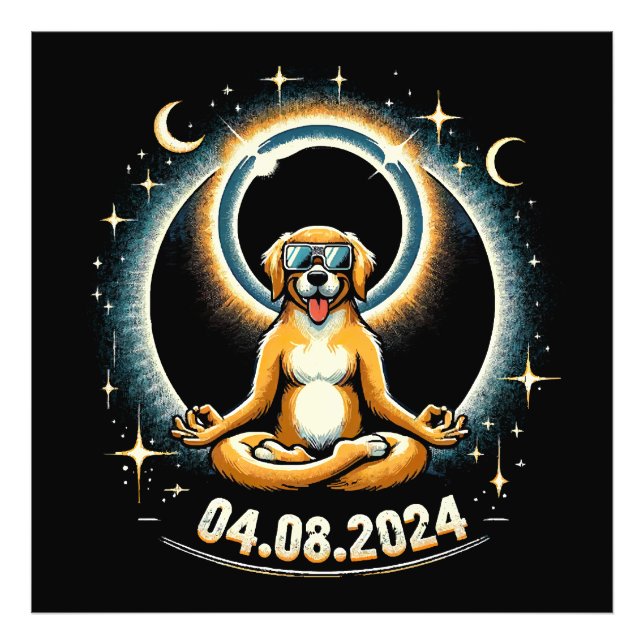 Impression Photo Chien de l'éclipse solaire 2024 (Devant)