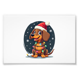 Impression Photo Chien de Noël Dachshund Père Noël Xmas Wiener 2