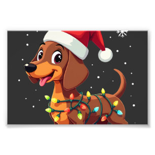 Impression Photo Chien de Noël Dachshund Père Noël Xmas Wiener 3