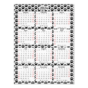Impression Photo Chien Pawprint Motif 2024 Calendrier