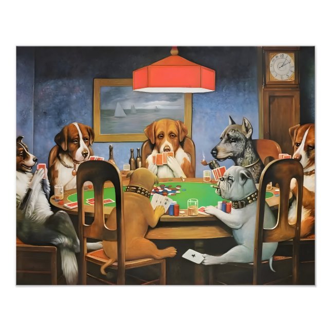 Impression Photo Chiens jouant au poker par Cassius Marcellus Cooli (Devant)