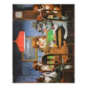 Impression Photo Chiens jouant au poker par Cassius Marcellus Cooli