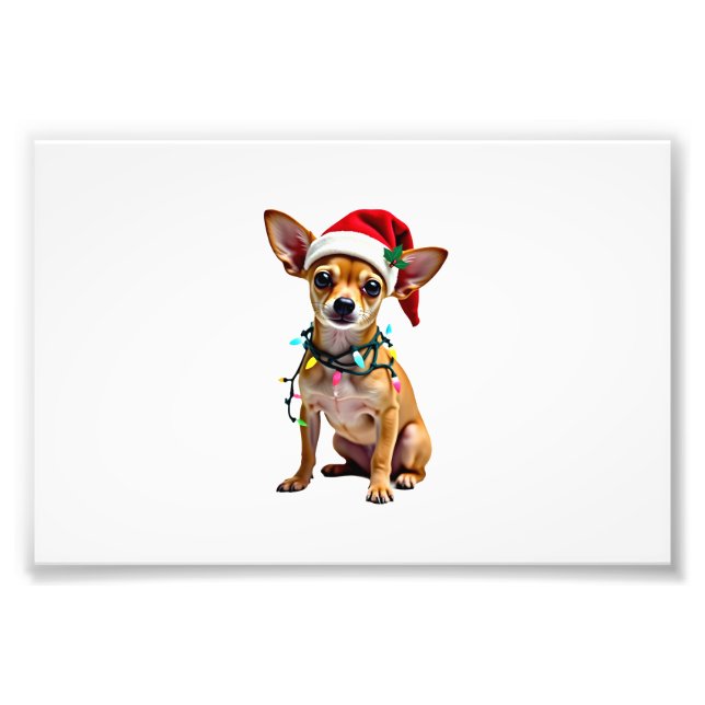 Impression Photo Chihuahua Noël Santa Pull Ugly de Noël Amoureux de (Devant)