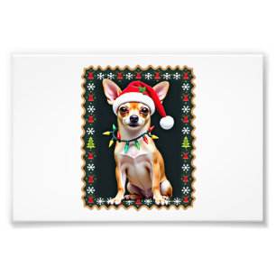Impression Photo Chihuahua Noël Santa Pull Ugly de Noël Chien Amour
