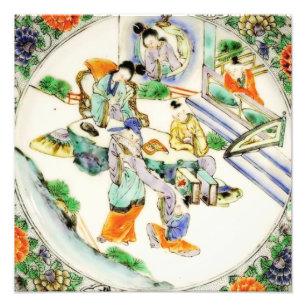 Impression Photo Chinois Vintage antique Chinoiserie blanche Floral