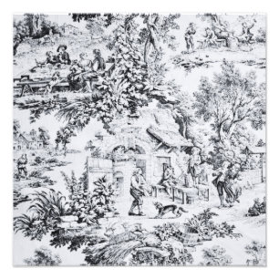 Impression Photo Chinoiserie Toile Noir Blanc Style Rustique
