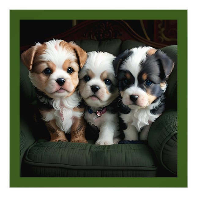 Impression Photo Chiots super mignons sur le canapé 2 (Devant)