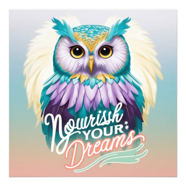 Impression Photo "Chouette majestueuse avec un message motivationne (Devant)